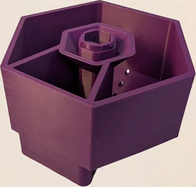Purple hexagonal planter base showing its separated planting zones and center column